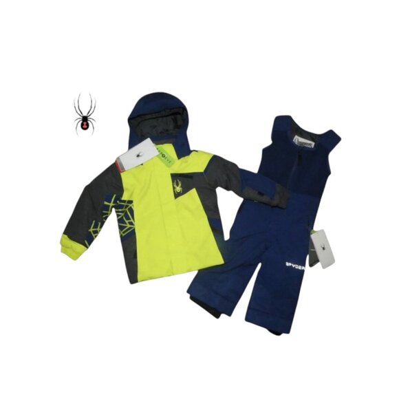 Spyder Kids Mini Challenger Primoloft Ski Jacket & Pants Bibs Snowsuit 2T NWT